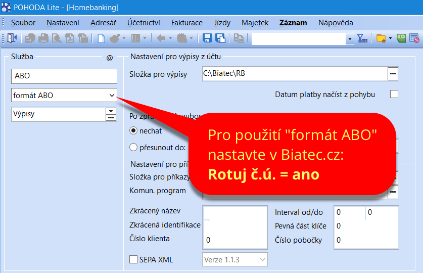 Pohoda ABO format detail